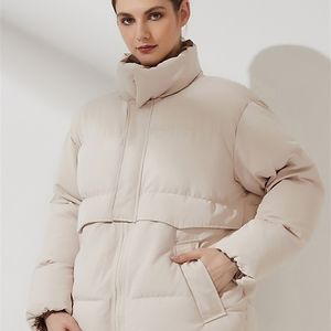 Wixra Womens Puffer Jacket Mode Loose Patchwork Parka Solid Varma Outwear Ladies Streetwear Winter Coat Kvinna Kläder 211221