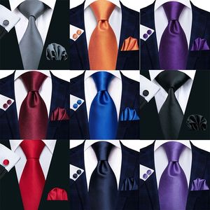 Mens Tie Handkerchief Necktie Cufflinks Set Fashion Black Ties for Men Cravat Party Man Gift Wedding Dress Accessories Wholesale