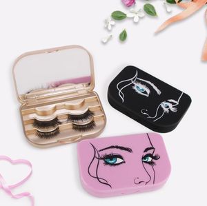 False Eyelash Storage Boxes Plastic Foldable Tape Division Simple Modern Packaging Box With Mirror Wholesale SN5338