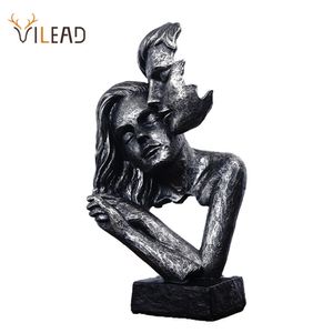 VILEAD Vintage Kissing Couples Statue Valentine's Day Christmas Gifts Figurines Home Living Room Interior Decoration Sculpture 210727