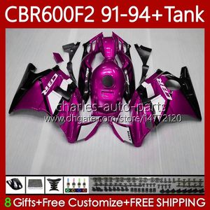 Kropps kit för Honda Bodywork CBR600F2 600CC 600FS 63NO.181 CBR 600 600F2 91-94 CBR600 F2 FS CC 91 92 93 94 CBR600FS CBR600-F2 1991 1992 1993 1994 Fairing + Tank Metal Rose