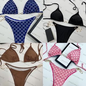 Sexy Women Bikini Set Creative Chain Ornament Swimsuit 4 Colors Personality Designer Two Pieces Swimsuits Beachwear