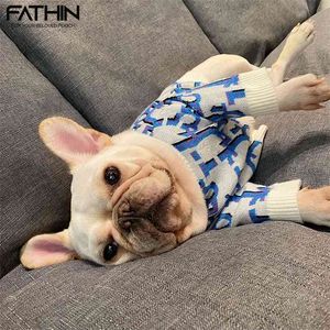 Fatin Soft Designer Dog Sweater Pet Outfit Kostym Mode tröja för små stora hundar Schnauzer Bulldog valp kläder 210809