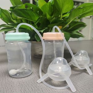 300ml Baby Bottle Kids Cup Silicone Sippy Children Training Cute Baby Drinking Water Straw Feeding Bottle Hands-free bottle 4666 Q2