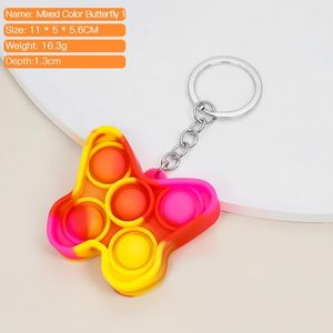 2021 DHL dedo brinquedo decompressão Keychain simples covinho fidget brinquedos empurrar bolha sensorial colorido macio suave antistress chaveiros pingente