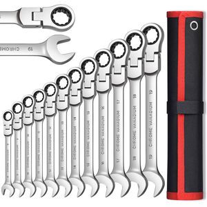 Flex Head Ratcheting Skiftnyckel Set Handverktyg, Kombination Avslutad Spännsats, Chrome Vanadium Steel Socket Key Ratchet