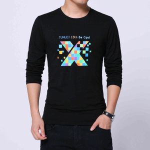 BROWON New Fashion Brand T Shirt Men Letter Design Print Trends Street Style Long Sleeved T-shirt Oversize Men 210421