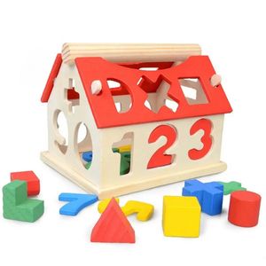 목재 디지털 하우스 분리 가능한 디지털 모양 매칭 블록 하우스 아이의 어린이 초기 교육 장난감
