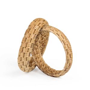 Novità fatta a mano Unisex Uomo Donna Ampio braccialetto in rattan di bambù in legno naturale Materiali ecologici Buddista Q0719