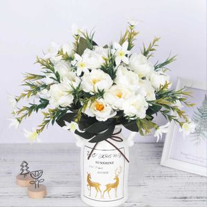 artificial peonies flowers silk bouquet for wedding decoration cheap small fake flowers home decor DIY high quality chinese made Y0630