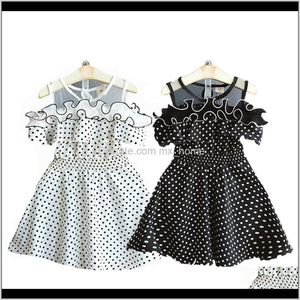 Mädchen Baby Kleidung Baby Mutterschaft Drop Lieferung 2021 Kinder Mädchen Chiffon Dot Print Mesh Trägerlose Taille Kleider Urlaub Sommer Party kurze Sle