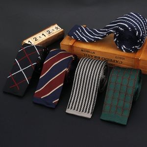 Marca estilo moda homens listrados gravata vintage knit de malha laços gravata xadrez slim clássico geométrico cravata estreitas gravatas