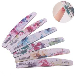 Wholesale printed files for sale - Group buy 3Pcs Nail Files Flower Printed Buffer Half Moon Shape Colorful Lime A Ongle Professional Manicure Tools