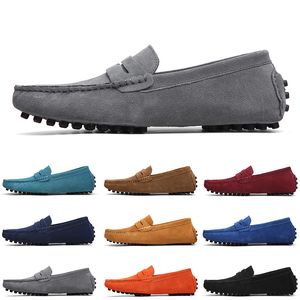 Gai 2021 sapatos casuais masculinos de camurça, sem marca, preto, azul escuro, vinho, vermelho, cinza, laranja, verde, marrom, deslizamento em sapato de couro preguiçoso, 38-45, 2021