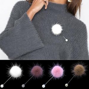 Pins, Brooches 2021 Cute Charm Simulated Pearl Brooch Pins For Women Korean Fur Ball Piercing Lapel Collar Jewelry Gift Kids Girls