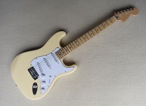 Mjölkgul 6 strängar Elektrisk gitarr med SSS-pickup, Scalloped Maple Fretboard, kan anpassas