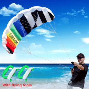 خطوط مزدوجة parafoil طائرة ورقية أدوات تحلق خط الطاقة جديلة الإبحار kitesurf rainbow اللعب الرياضة شاطئ حيلة الطائرات الورقية