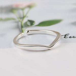 Wholesale v shape rings resale online - Women V Shape Ring Letter Opening Fashion Jewelry Pure Sterling Silver Finger Rings Gift