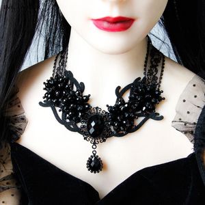 Collar Floral Negro al por mayor-Collares colgantes rosé victoria gótico collar romántico mujeres vintage geométrico floral vestido de moda accesorios regalos negros