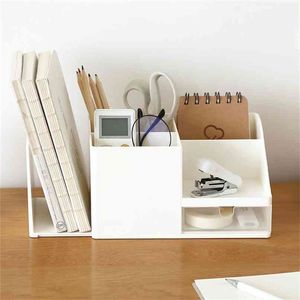 Caixa de Armazenamento de Escritório Desktop Organizador Gaveta Estudante Sundries Pen Holder Livro Revista Stand Cosméticos Remoto Vidros Rack 210922