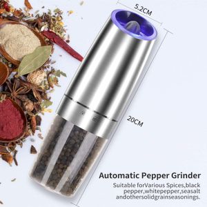 Gravity Electric Salt Pepper Mill Moinho Aço Inoxidável Automático Operação Moedor Ajustável Cooldy Mills Cozinha Ferramenta CCF6090