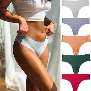 Kadın Külot Pamuk Fırfır Kadın Yumuşak Dikişsiz Katı G-string Thongs Kadın Seksi Düşük Kabuk İç Çamaşırı Külot Nefes Lady Lingerie