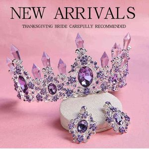NXY Haar Sieraden Nieuwe Collectie Charmante Paars Crystal Bridal Tiara Crowns Prachtige Rhinestone Diadem voor Princess bruiloft accessoires