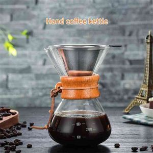 Macchina per caffè espresso resistente alle alte temperature con caffettiera in vetro da 400 ml in acciaio inossidabile 210408