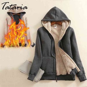 1WOMEN Cashmere Winter Warm Coats Basic Jacket Thick Parka Velvet Women Hooded Coat 210514