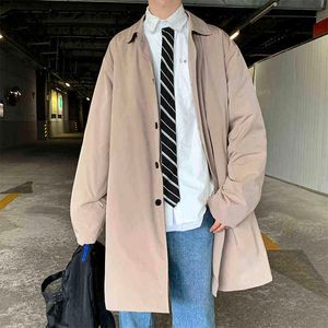 Privathinker Oversize Solid Color Mäns Windbreaker Koreansk stil Harajuku Fashion Male Trench Autumn Branded Herrkläder 211106