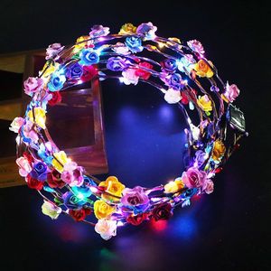 LED Light Up Wreath pannband Kvinnor Girls Flashing Headwear Hair Accessories Concert Glow Party Supplies Halloween Xmas Gifts Dh8868