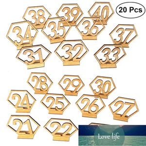 20pcs Hexagon 21-40 Wooden Table Numbers with Holder Base for Wedding Table Decoration