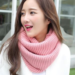 Scarves Fashion Korean Knitting Snood Autumn Winter Scarf Neck Circle Cashmere Blend Ring Wraps Solid Color Foulard FemmeScarves