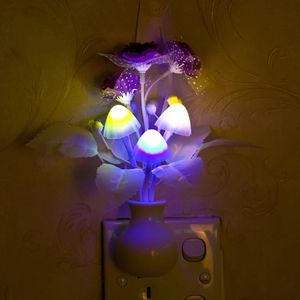 Lovely Colorful LED Lilac Night Light Lamp Mushroom Romantic Lighting For Home Art Decor Illumination US EU Plug