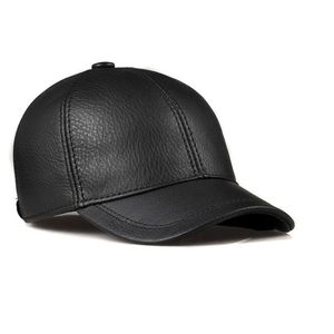 Vår Äkta Läder Baseball Sport Cap Hat Kvinnors Mäns Vinter Varm Helt Ny Ko Skin Leather Newsboy Kepsar Kepsar 5 färger Q0911