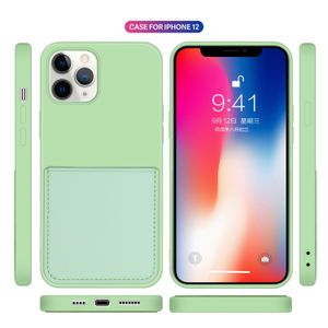 Wholesale silicone iphone 12 mobile phone cases resale online - Liquid silicone suitable for mobile phone cases shockproof for iPhone mini Pro x xr xs Max SE Plus credit card holder wallet phone case