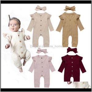 Rompers Jumpsuitsrompers Clothing Baby Kids Maternity Drop Delivery 2021 024M Girls Boys Autumn Spring Warm Solid Color Romper 2Pcs Born Baby