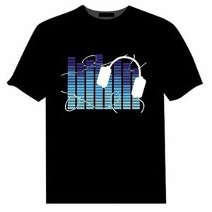 Män Kvinnor Bomull T-shirt Ljudaktiverad LED Ljus Tshirts Big Plus Storlek Oversize Pure Färg Fashion Casual Clothes 6XL 5XL 4XL 210716