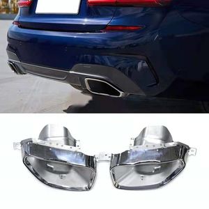 Pair Silver  Black Muffler Car Exhaust Pipe For BMW 3 Series G20 G28 320 325 2019-2020 Stainless Steel Rear Exhausts System