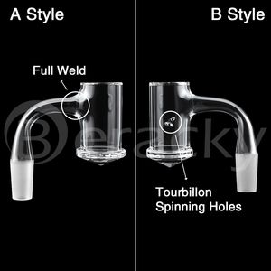 Две стили Полное сварное кашеное скошенное края ограненное кварц Banger 25MMOD бесшовные сварные алмазные дно с турбийонским спиннинговыми отверстиями Ногти для стеклянных бонгов DAB