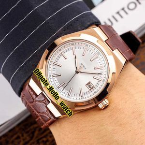 watches men luxury brand Cheap Overseas 4500V/000R-B127 Automatic Mens Watch Date Silver Dial Rose Gold Case Brown Leather Strap Sport 6Color