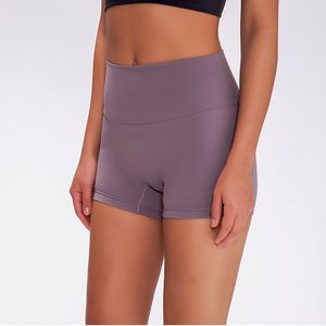 L2046 Yoga Shorts No T Trace Design Women Sports Outfit Sportswear Casual Solid Color Double-sided Nylon Outdoor Apparel Exercise Fitness Wear Pants