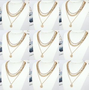 Multi-layer Diamond Alphabet Necklace Men Women Simple Hip-hop 26 English letters Pendant Necklaces Wholesale