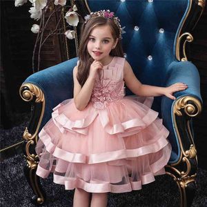 Abito da sposa per la festa della principessa di Natale Abito da spettacolo per bambina elegante per bambina Fiore per ragazze Prom formale 210508