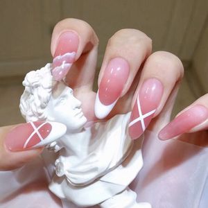 Baishan Hill Pattern False Nails 24ピース/箱ファッションフルカバーネイルチップクリスマスフレンチバレエネイルチップ着脱可能な超薄型ファッションウェア