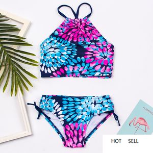 Kwiat Drukuj Dziewczyny Kąpiel Swimsuit Swimwear Kolorowe Dzieci Bikinis Letnie Dziewczyny Bikini 2020 Dzieci Biquini Infantil Kostium kąpielowy A366