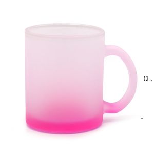 NEW12OZ Personalized Sublimation Blank Mug Fluorescent Frosted Glass Cups Heat Transfer Household Water Cup Creative DIY Gift sea ship EWE74