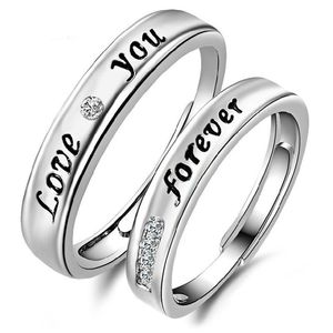 Couple Love you forever Band rings Crystal diamond engagement wedding ring for women men fashion jewelry gift