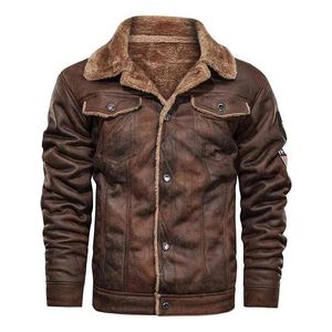 Mens Vintage Leather Jackor Motorcykel Stativ Krage Fumbled Fickor Man Biker PU Coats Fashion OuterWear 210811