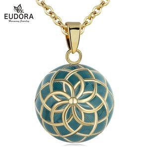 Eudora Harmony Gold green Flower Ball Necklace Chime ball Maternal bola appease fetal prenatal bell pregnant women Jewelry